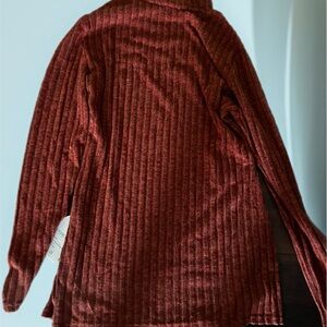 Ribbed Long Sleeve Top in Rust